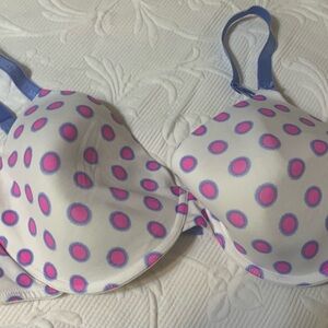 Victorias Secret Polka Dot Bra with Blue Straps